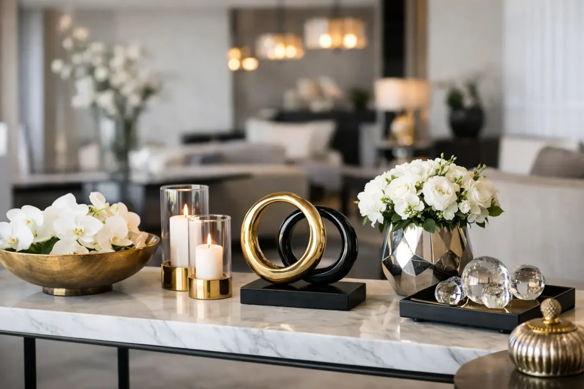 Acessórios decorativos para recepção sofisticada