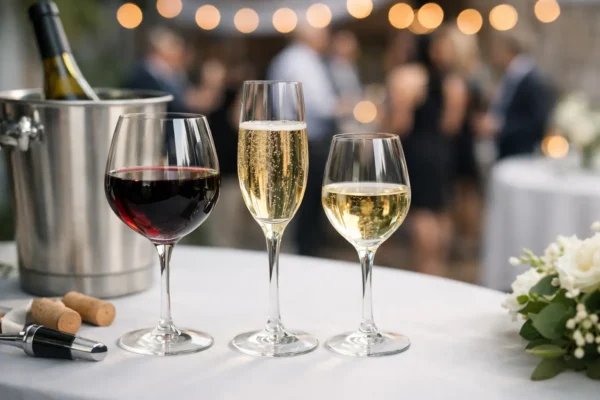 Diferença entre taças de vinho no evento