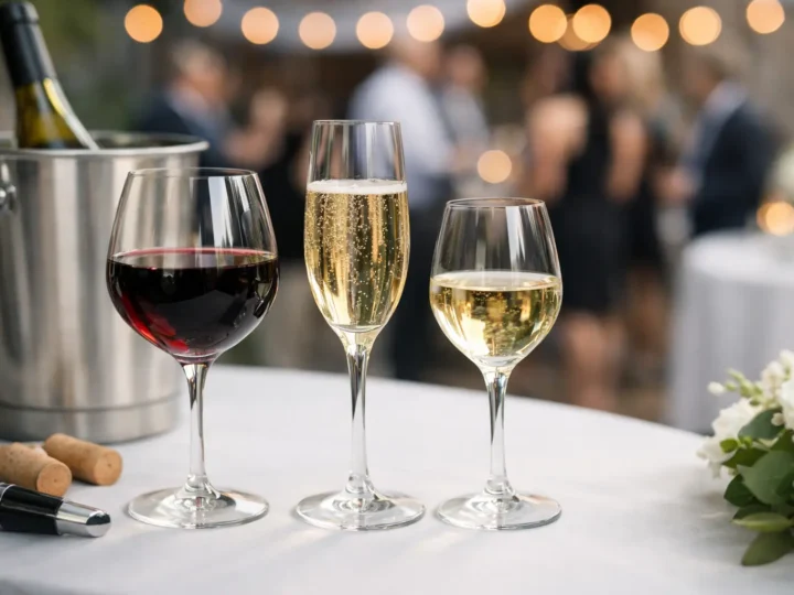 Diferença entre taças de vinho no evento