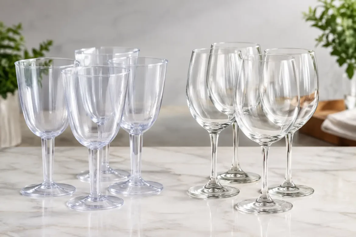 Taças acrílicas versus vidro para evento